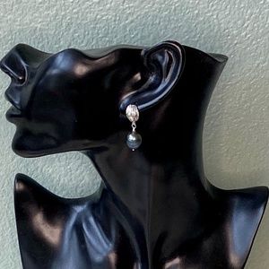 Silver Peacock Pearl Earrings